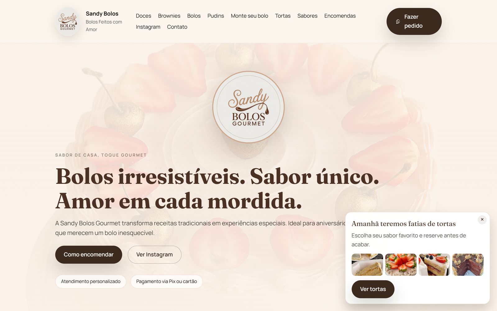 Site Sandy Bolos Gourmet